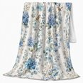 thumbnail image 2 of Blue Hydrangea Bird Watercolor Garden, Peaceful Bird Art Scene, Warm Flannel Blanket for Living Room and Reading Nook, Bird Lovers Housewarming Gift, Artistic Home Decor, 2 of 9