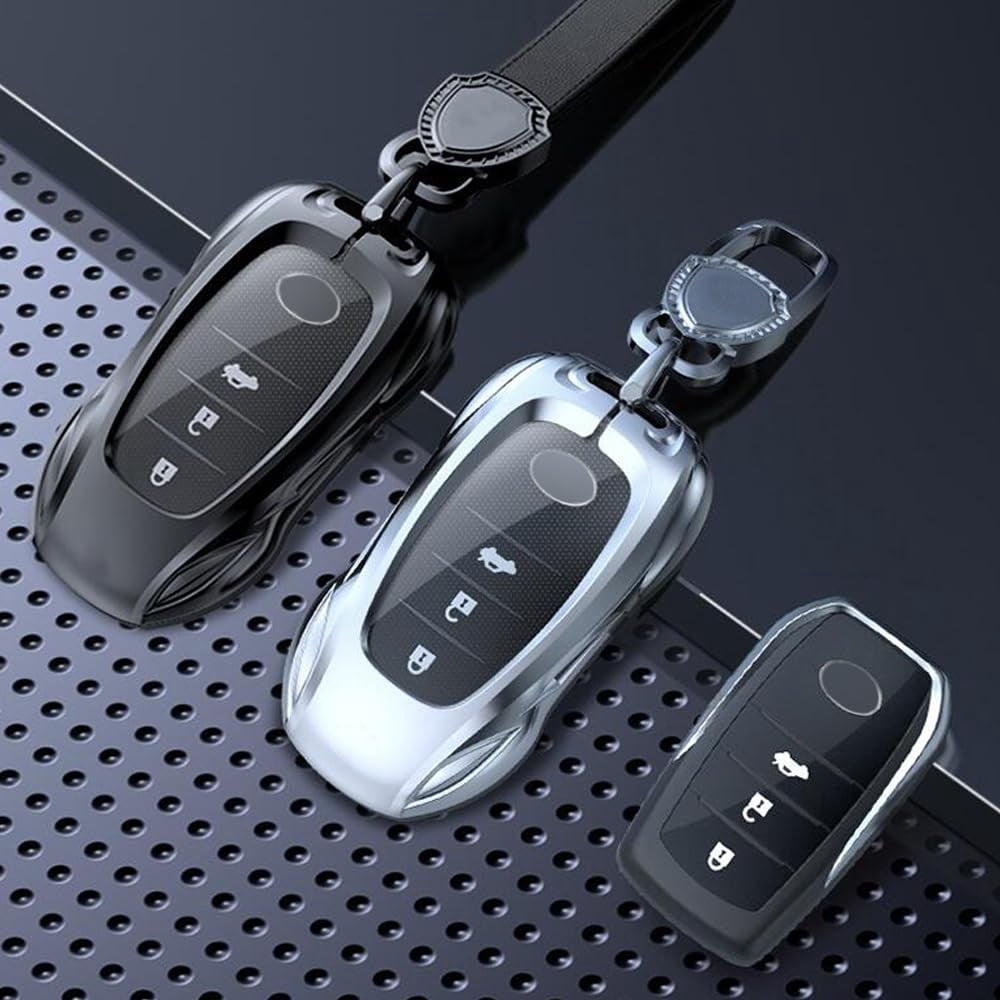 Zinc Alloy Metal Car Key Fob Case Accessories Compatible for Toyota Land Cruiser, 4Runner, RAV4, Camry, Highlander 2019-2022 Smart Key Fob Cover Protector Shell