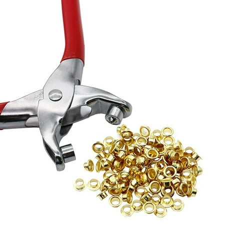 

Metal Rivets Eyelet Hole Punch Pliers Tool+100pcs Eyelets Grommets Kit For Shoes