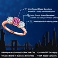 thumbnail image 2 of Gem Stone King 18K Rose Gold Plated Silver Pink Moissanite and Sky Blue Aquamarine Engagement Ring for Women | 1.80 Cttw | Round 6MM | Gemstone Birthstone | Size 6, 2 of 6
