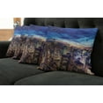 thumbnail image 2 of Ambesonne City Throw Pillow Cover 4 Pack, Buildings Midtown at Dusk, 20", Tan Navy Blue Aqua, 2 of 6