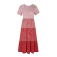 thumbnail image 3 of Robe à Manches Courtes pour Femmes Imprimée Col Rond Robe d'Été, Taille Réelle Polyester pour Usage Quotidien et Fête, 3 of 5