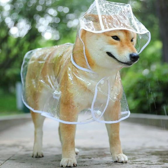 XL-Pet Dog Puppy Transparent Rainwear Raincoat Pet Hooded Waterproof Jacket Clothes Soft Dog Raincoat Puppy Rain Poncho