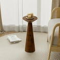 thumbnail image 7 of COZAYH Farmhouse Tall Pedestal End Table Small Solid Wood Plant Stand Modern Round Drink Table for Small Space Living Room, Walnut, 7 of 7