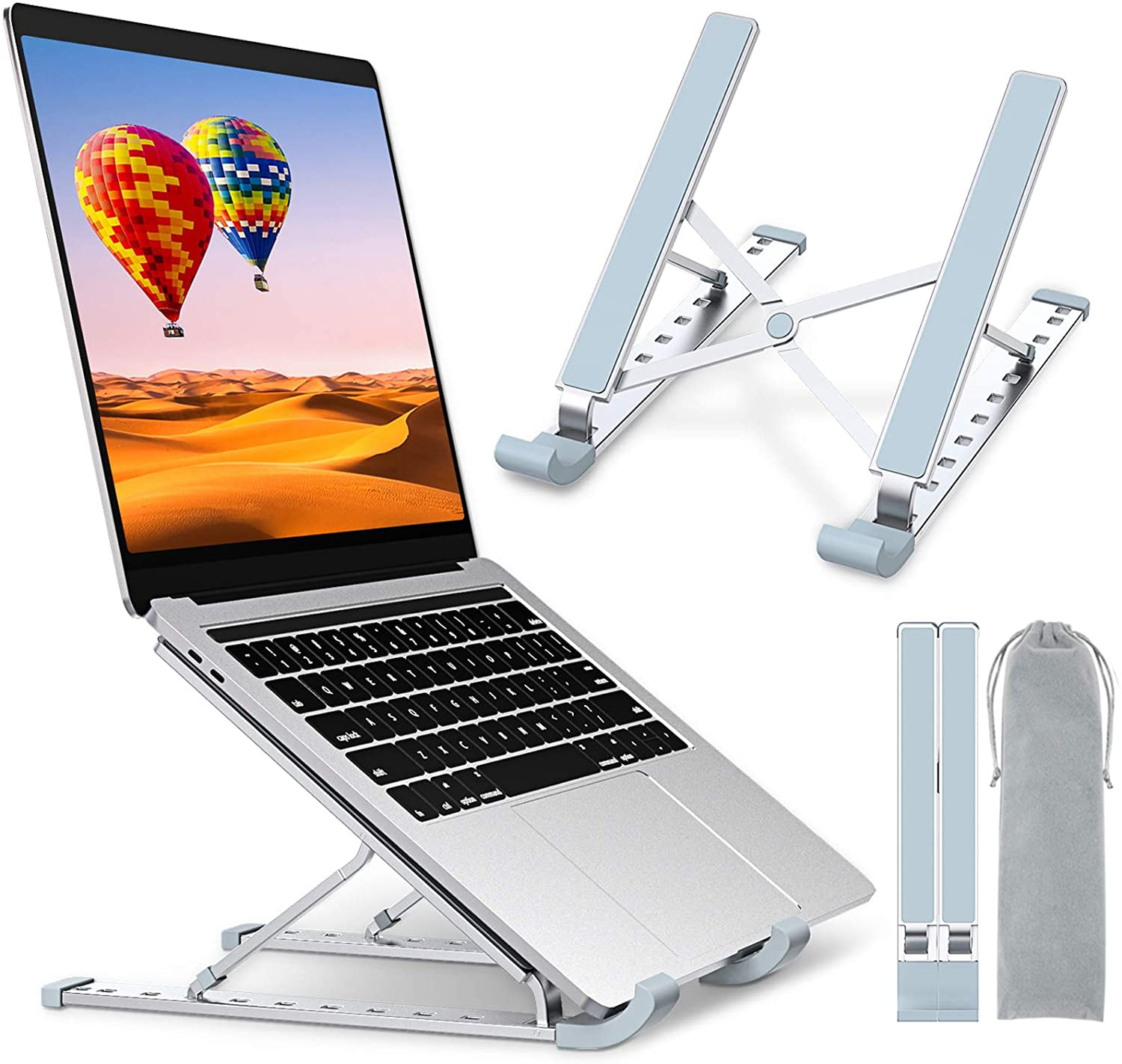 More 10-17 Inch Acer,Lenovo Dell HP Silver MZHOU Laptop Stand,Aluminum Alloy Computer Riser,9-Angles Adjustable Ventilated Notebook Desk Stand Mount Metal Holder Compatible with MacBook Pro Air 