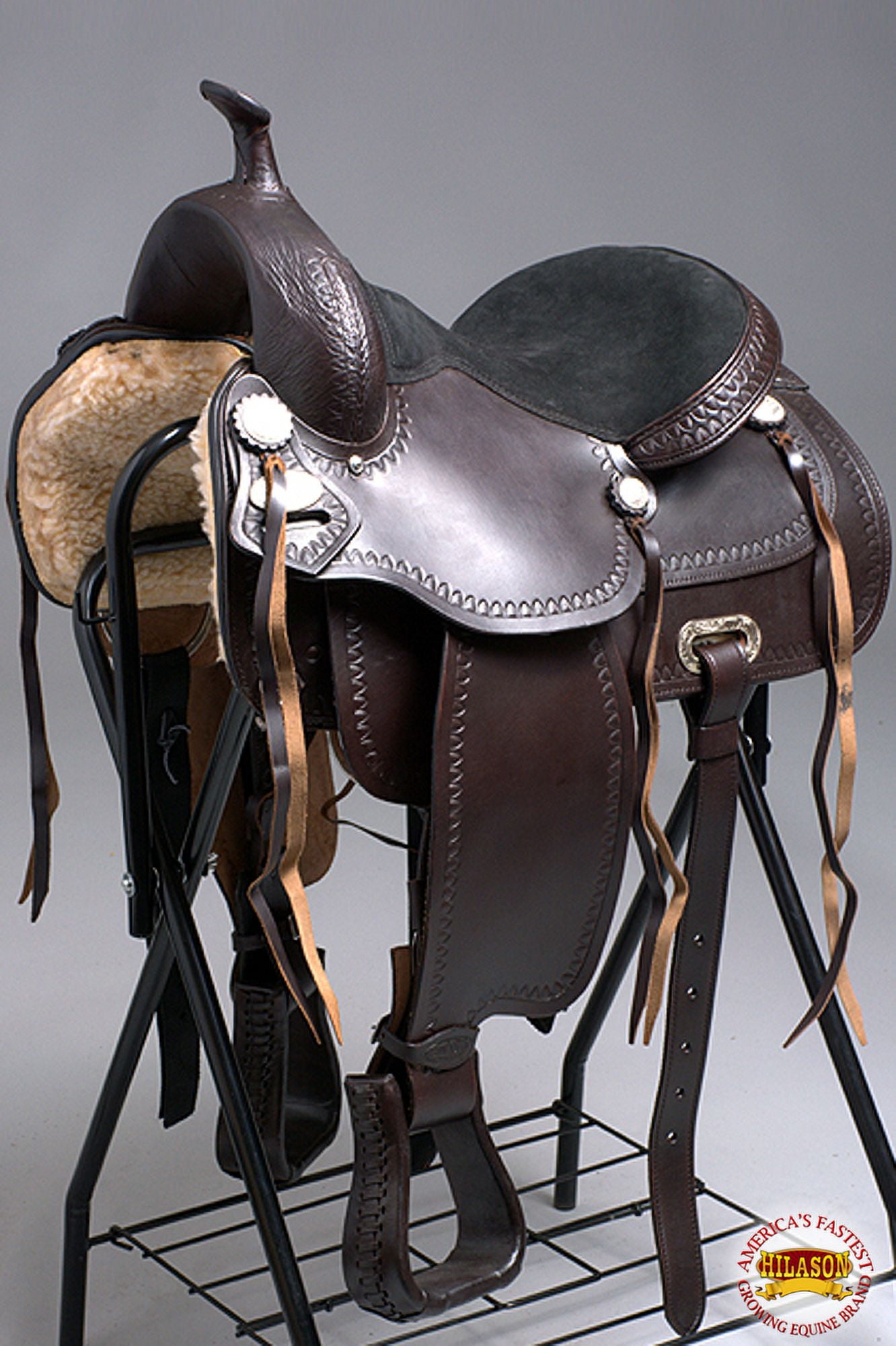 HILASON 16 Western American Leather Horse Saddle Gaited Trail Endurance (西アメリカ産革馬鞍足踏みトレイル耐久) Barrel Saddle 14 Inch BH HILASON 16 In Western American Leather
