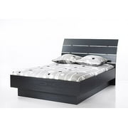 Laguna Queen Platform Bed With Headboard, Black Woodgrain 