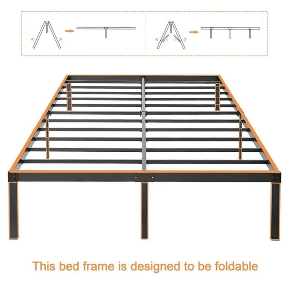 Gewnee Heavy Duty Full Size Metal Platform Bed Frame with Under Bed Storage Space,Black
