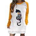 thumbnail image 1 of Mini vestido de mujer con estampado de gato de manga larga informal con cuello redondo y moda sexy para mujer Fridja  nbo406, 1 of 5