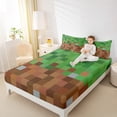 thumbnail image 4 of Homewish Geometric Checkered Full Size Sheets,Pixel Plaid Pattern Bed Sheets,Green Brown Sheet Sets For Boys Kids,Microfiber Bedroom Decor,4 Pieces, 4 of 7