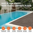 thumbnail image 6 of VEVOR Interlocking Deck Tiles Plastic Wood, 10 Pack,12"x12" 10 sq. ft Waterproof Outdoor Flooring All Weather Use, Patio Floor Decking Covering Tiles for Porch Poolside Balcony Backyard, Dark Brown, 6 of 9