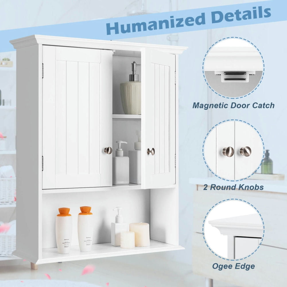 Finihen Bathroom Wall Cabinet, Wall Mounted Bathroom Cabinet, Medicine Cabinet, Wall Mount Bathroom Cabinet Storage Organizer with Doors and Shelves, for Kitchen Entryway Bathroom, White Finihen Bathroom Wall Cabinet, Wall Mounted Bathroom Cabinet, Medicine Cabinet, Wall Mount Bathroom Cabinet Storage Organizer with Doors and Shelves, for Kitchen Entryway Bathroom, White