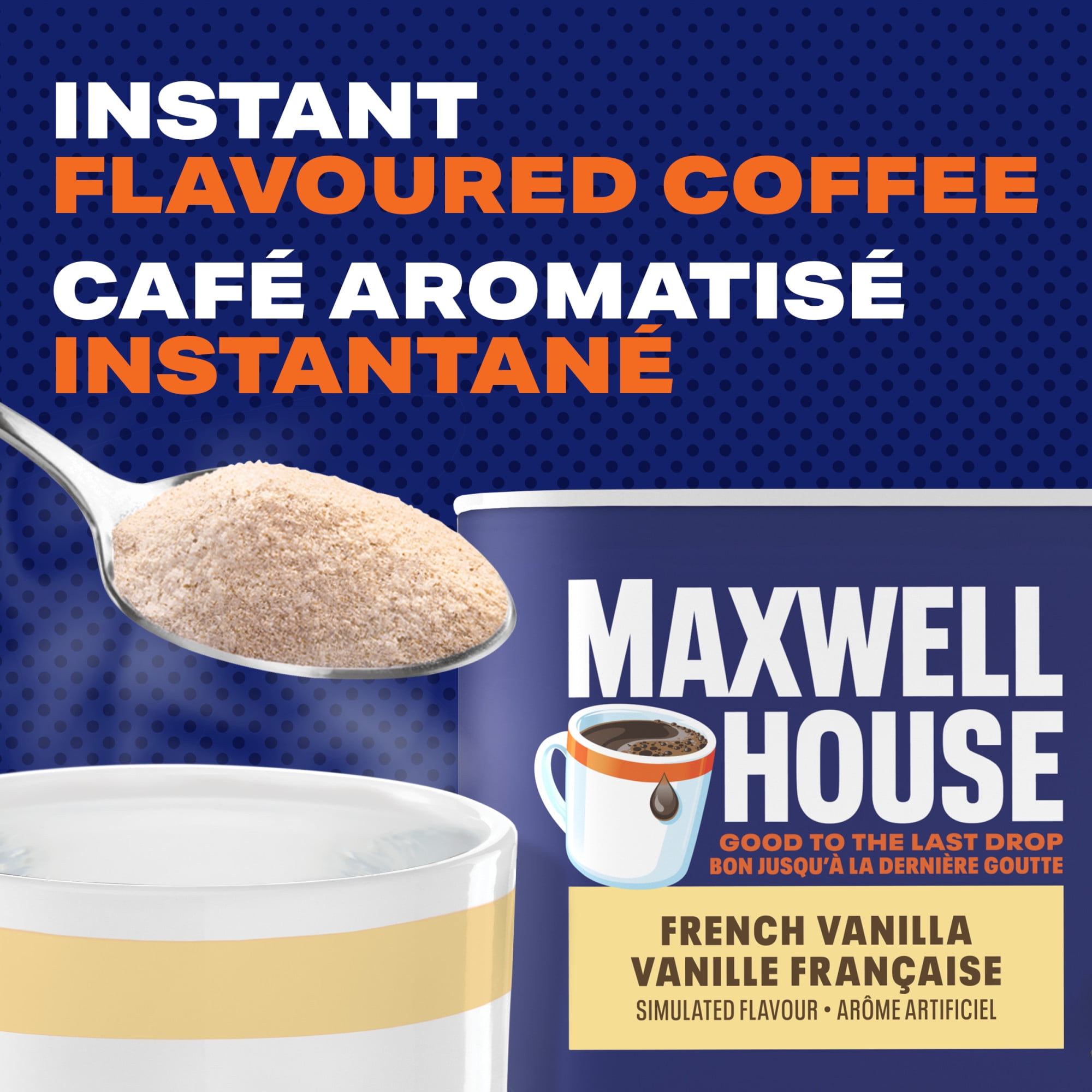 Maxwell House Café French Vanilla Flavoured Instant Coffee Beverage Mix, 240 g Canister, 240g