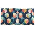 thumbnail image 7 of Yayeee Kitchen Curtains Tier Set of 2 Light Filtering 57"x24" Over Sink Window Panels, Blue Cubes, 7 of 7
