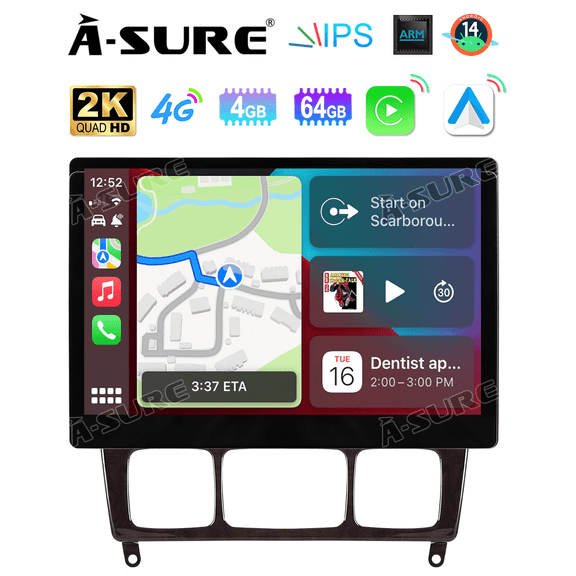 Asure 13.1" 4 64G Car Stereo For Mercedes-Benz S-Class W220 (1999-2005) with Android 14 and CarPlay/BT 5.0