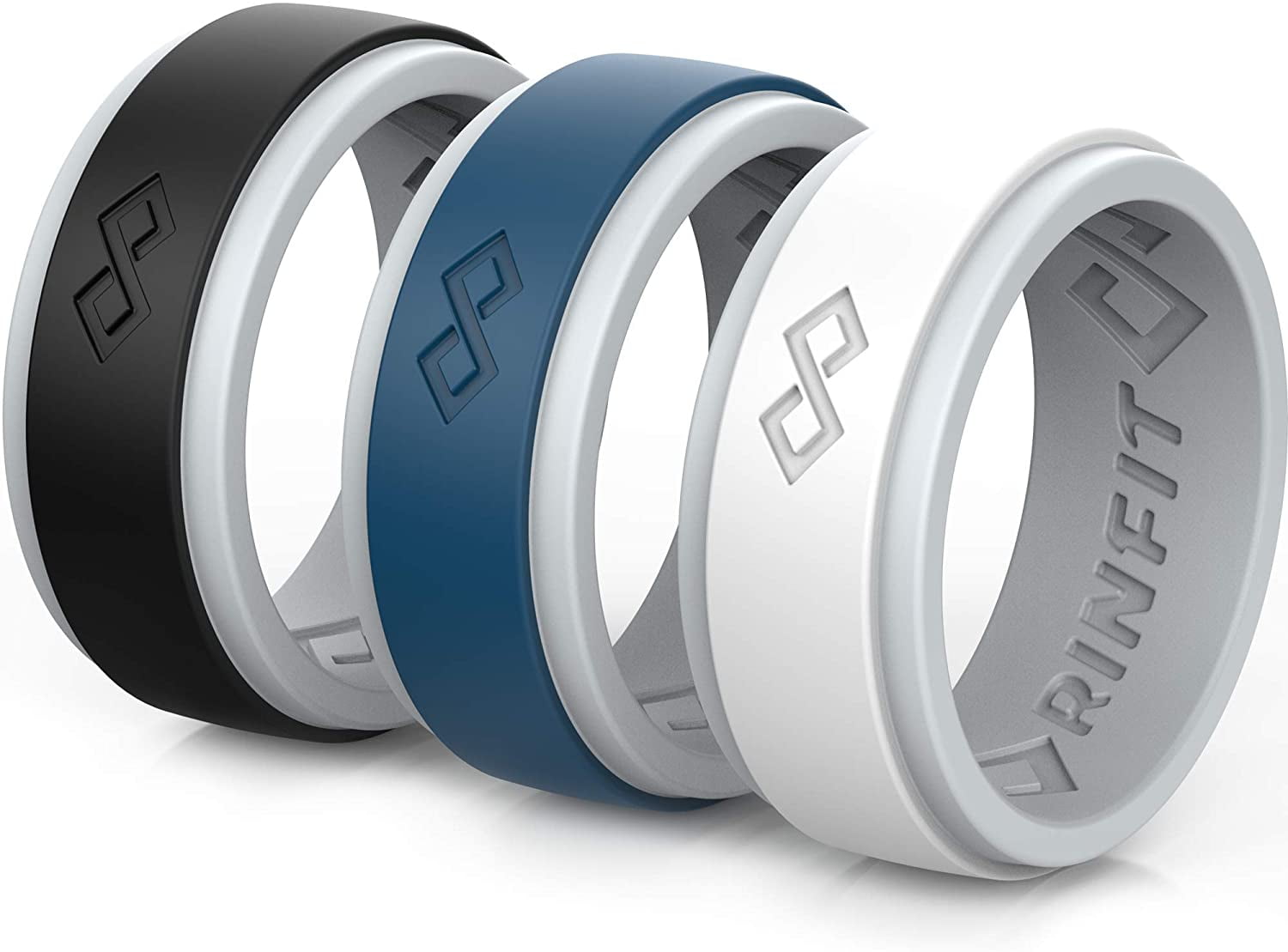 Rinfit Silicone Wedding Ring for Men Soft Rubber Wedding Band