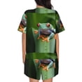 thumbnail image 6 of Fuzoiu Red-Eyed Tree Frog Print Women's Short-Sleeved Pajama Set,Lounge Sleepwear Set,Womens Pajama Sets 2 Piece,Button-Up Top and Shorts with Pockets-Large, 6 of 7