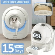 ADVTSPRS Self Cleaning Litter Box for Multiple Cats, Safe Automatic Cat Litter Box with APP Control & Mat & 40 Liner, Blue