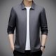 thumbnail image 5 of Chaquetas de cuero de calidad para hombre, cuello polo de otoño, genuinas, para jóvenes y medianas edades, de negocios, informales, para hombres, 5 of 5