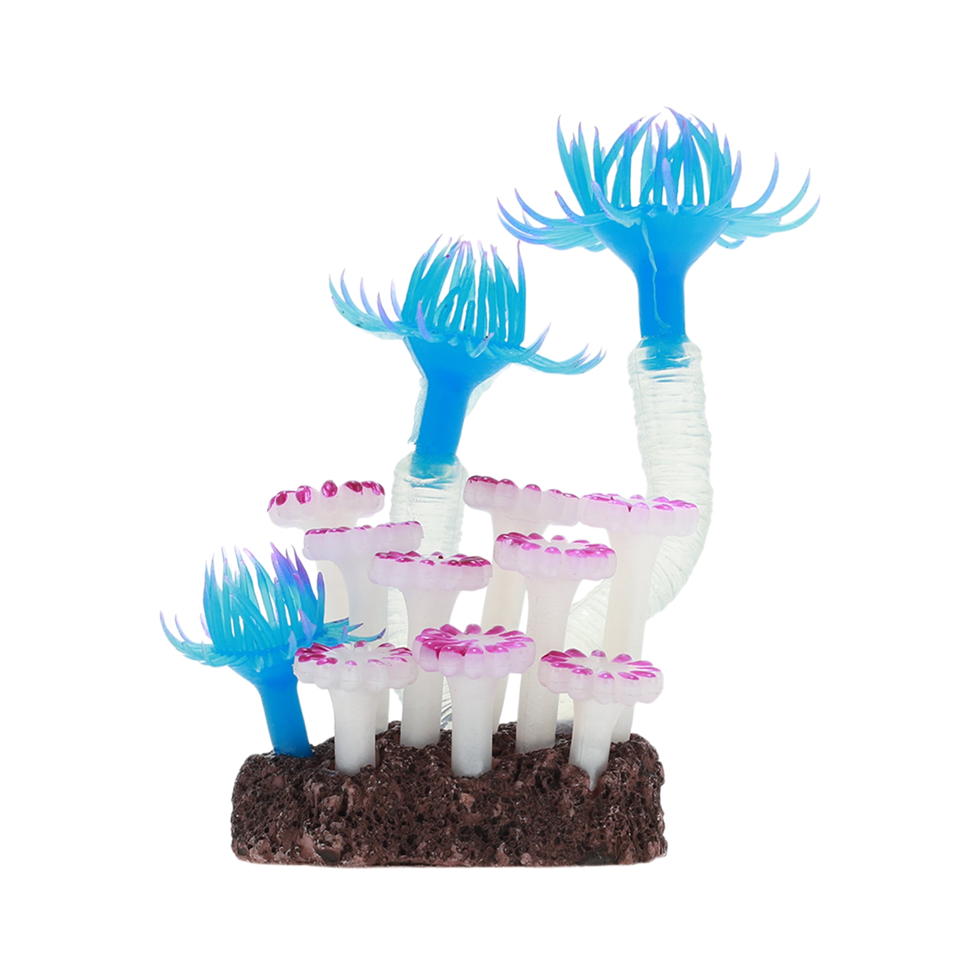 Unique Bargains Aquarium Coral Luminous Fish Tank Ornaments Silicone Aquarium Plants Fish Tank Coral Fake Coral for Fish Landscape Decoration Aquarium Ornaments Blue, Purple