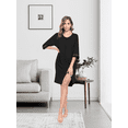 thumbnail image 4 of MAYFISH Women 100% Cotton Robe Summer Short Sleeve Zip Front Robes Soft Knit Lightweight Bathrobe 1Piece(Black,XL), 4 of 7