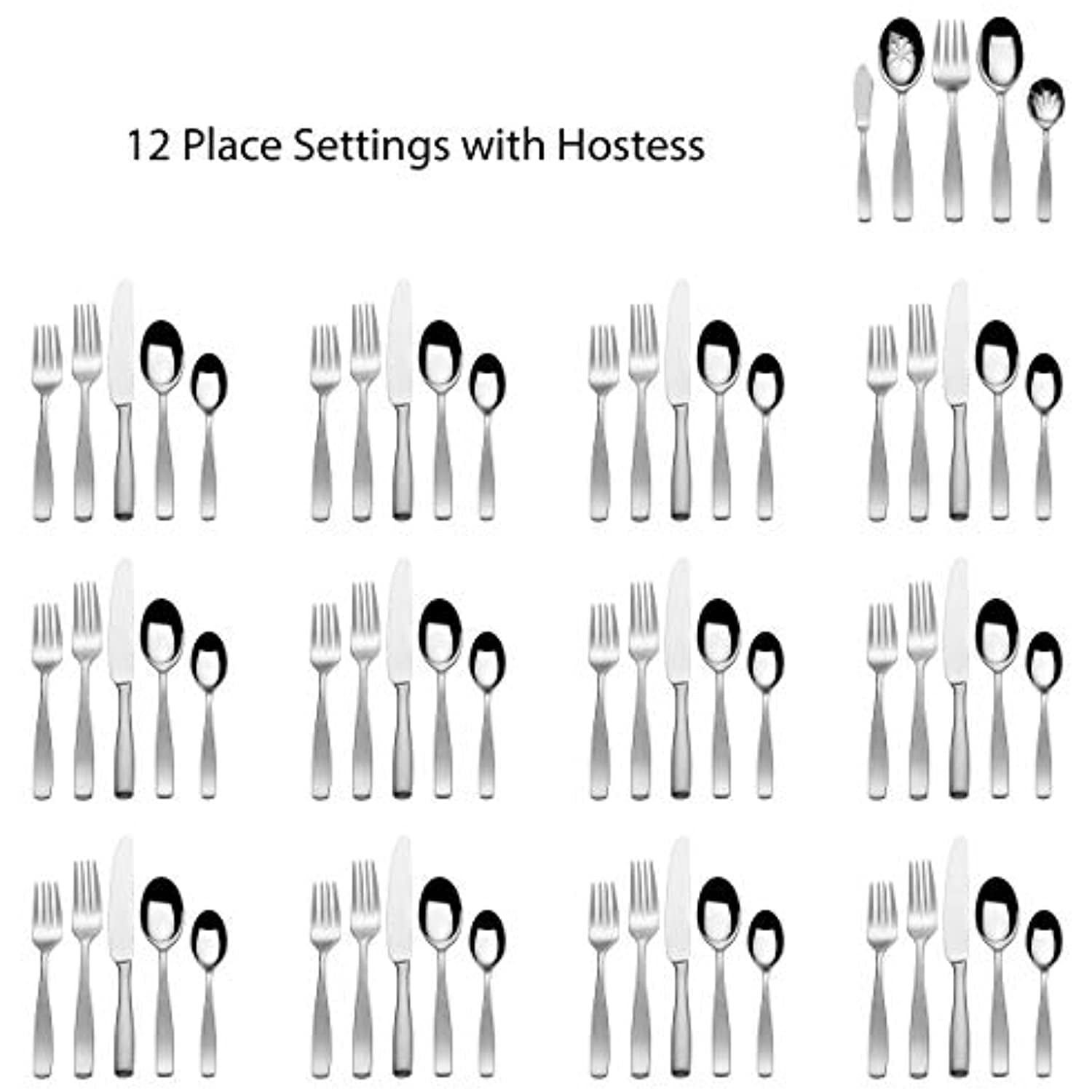 Mikasa Satin Loft 65-Piece 18/10 Stainless Steel Flatware Set with Serving Utensil Set, Service for 12 - Walmart.com