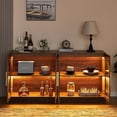thumbnail image 4 of Merluxy Sideboard Buffet Cabinet, Accent Cabinet with LED Lights, Dining Room, Barnwood and Brown, 4 of 9