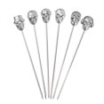 thumbnail image 1 of EeaseMX 6 palillos de cóctel de acero inoxidable con forma de calavera, creativos, para frutas (plateados), 1 of 7