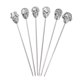 thumbnail image 1 of EeaseMX 6 palillos de cóctel de acero inoxidable con forma de calavera, creativos, para frutas (plateados), 1 of 7