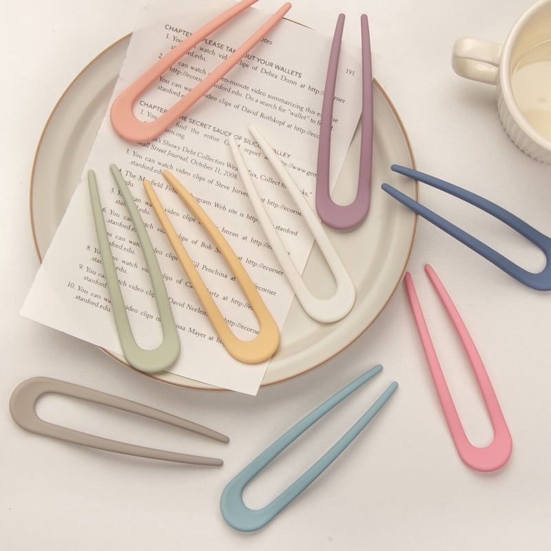 Fashion Candy Color Hair Sticks for Women Shell Hair Clip Pins Minimalist Elegant U Shape Girls Hairpins Hair Bun Maker Headwear