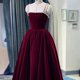 thumbnail image 5 of Vestido largo de terciopelo negro para mujer, traje Midi elegante para fiesta de graduación, cumpleaños y graduación, primavera 2024, 5 of 5