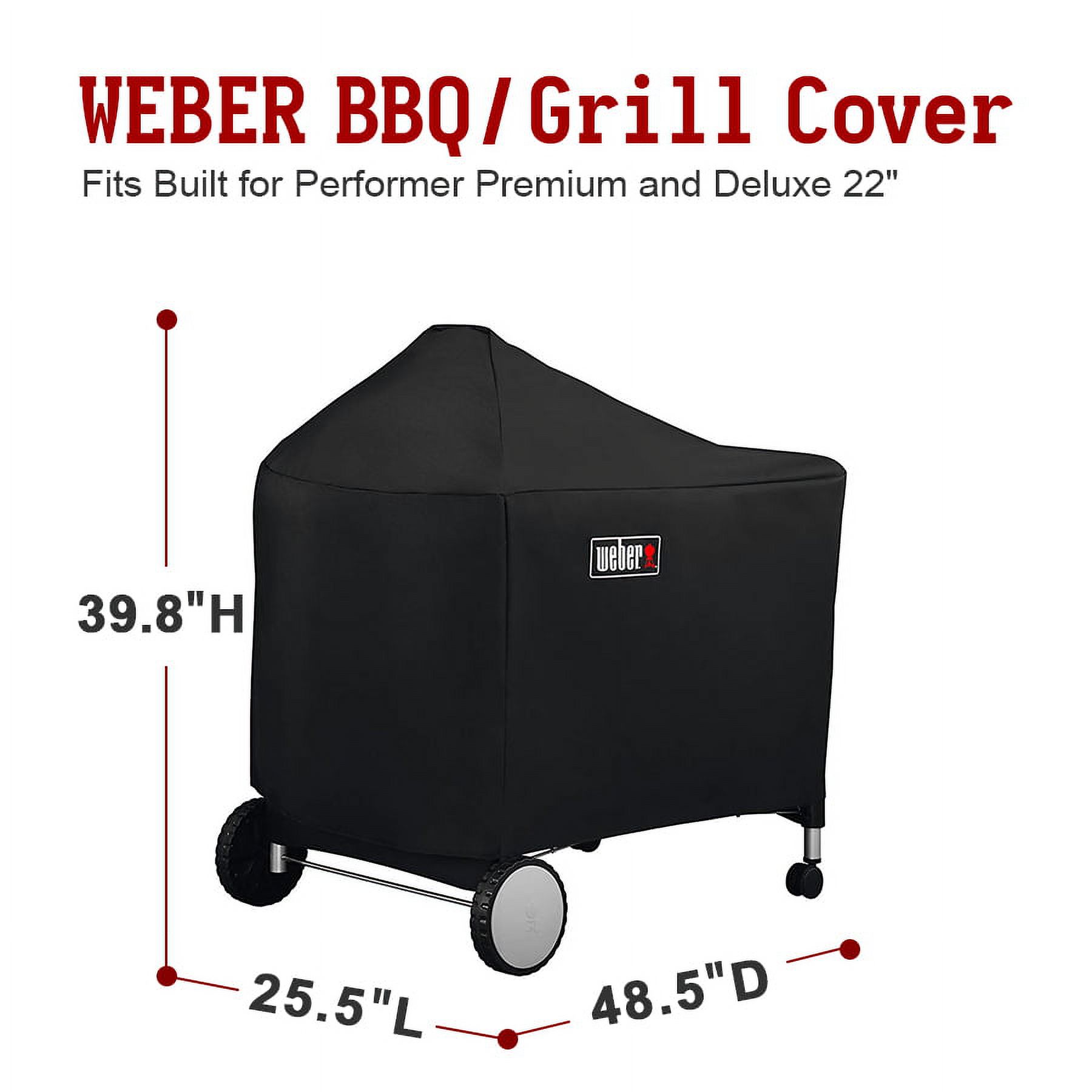 Weber 7152 Grill Cover for Performer Premium and Deluxe, for Weber Performer Charcoal Grills, 22 Inch(48.5 X 25.5 X 39.8 inches) - image 2 of 6