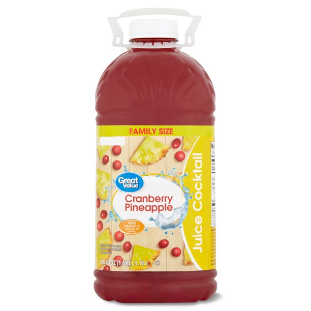 Great Value Cranberry Pineapple Juice Cocktail Family Size, 128 fl oz