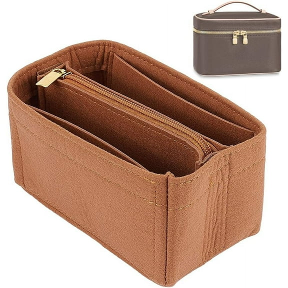 1Set Wool Felt Purse Organizer Insert Vanity Bag Accessories Rectangle Chocolate 9x15.5x2.9cm & 9x15.5x9cm