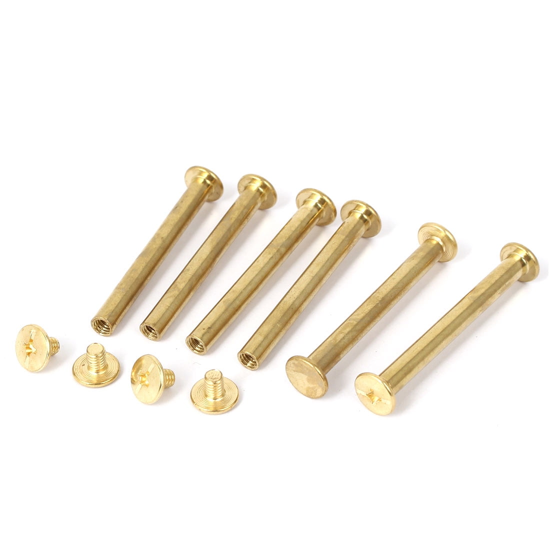 Uxcell M5 x 45mm Brass Plated Scrapbooking Album Chicago Binding Screws