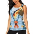 thumbnail image 2 of Picia Giraffe Come Out From Zipper Pattern Women's Workout Tank Top,Breathable Activewear,Slim Fit Athletic Top,Versatile Workout Moisture-wicking top-Small, 2 of 9