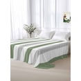thumbnail image 5 of Sage Green Stripe King Size Flat Sheet, Wrinkleproof & Fadeproof Cooling Flat Bed Sheet Only, Geometric Grey White Vertical Striped Breathable Soft Bedding Top Sheets 105 x 98 Inches, 5 of 8