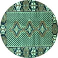 thumbnail image 1 of Ahgly Company Machine Washable Indoor Round Persian Turquoise Blue Traditional Area Rugs, 5' Round, 1 of 4