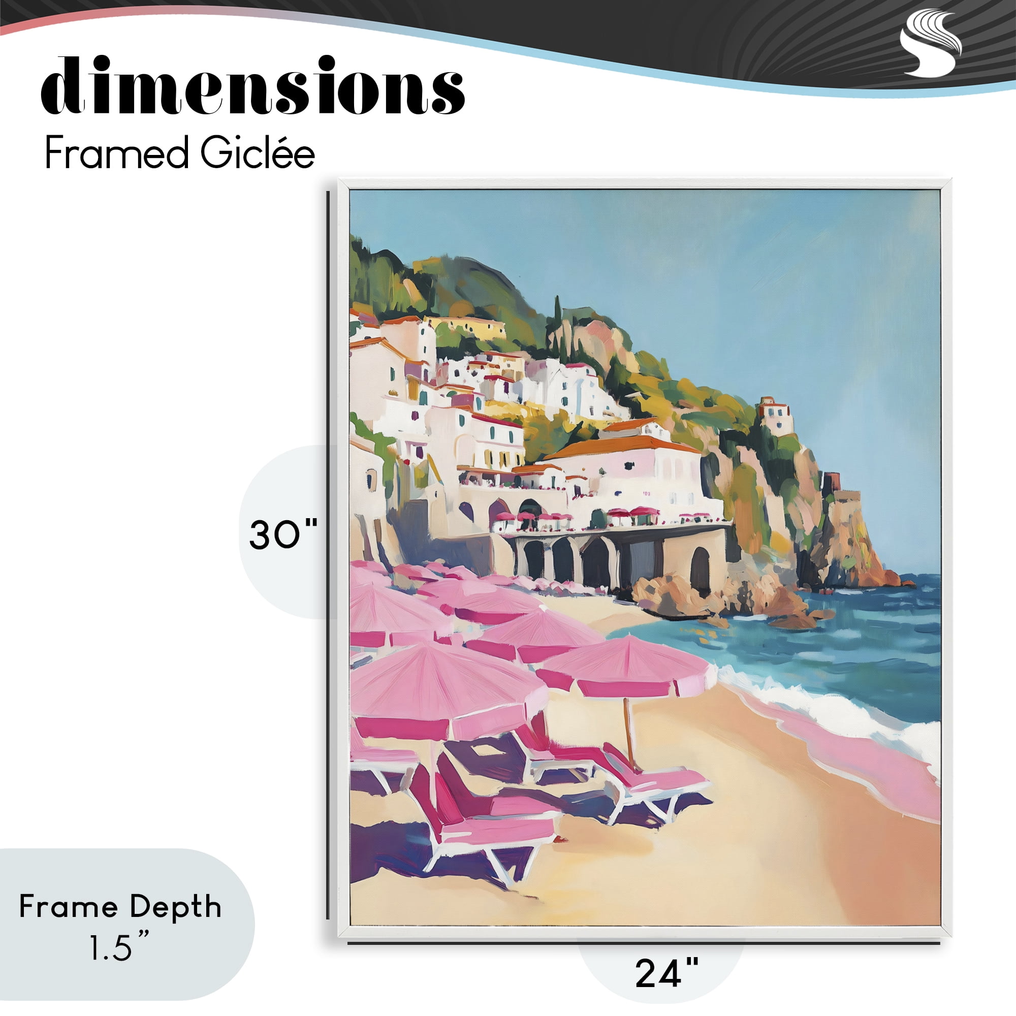 Stupell Industries Pink Beach Chairs on Shoreline White Framed Giclee Art, design by The Prints Vibe