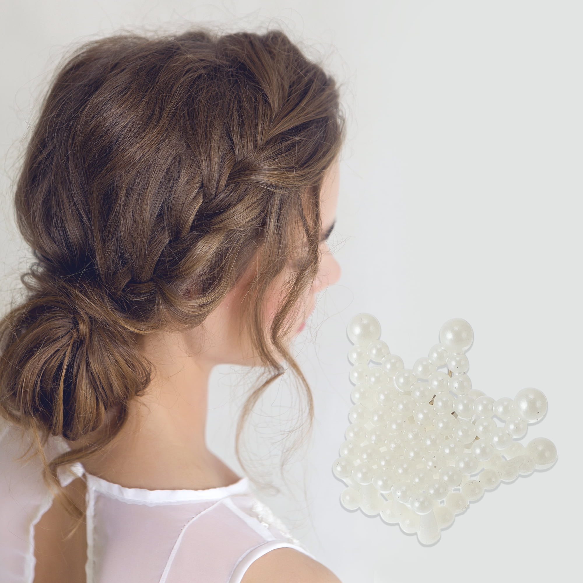 Unique Bargains 6Pcs Women Fashion Pearl Mini Pearl Cross Hairdo Clips Pearl Solid Crown