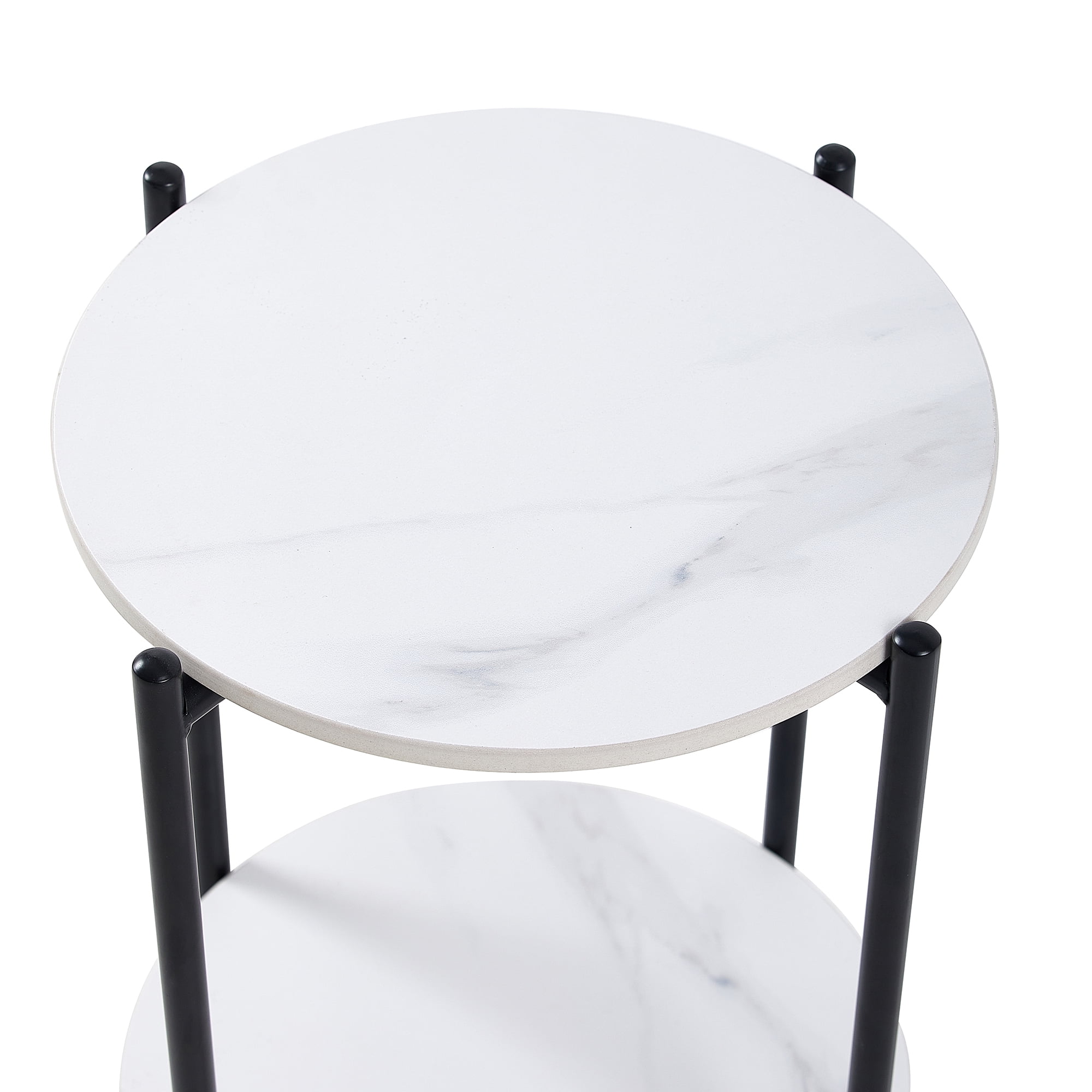 Yardi Yard 2-Tier Small Accent Table with with Faux Marble Tabletop, Round Metal Black End Table for Sofa Side Yardi Yard 2-Tier Small Accent Table with with Faux Marble Tabletop, Round Metal Black End Table for Sofa Side