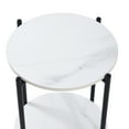 thumbnail image 6 of Resenkos 2-shelf Faux Marble Tabletop End Table with Black Metal Frame, Round Accent Table for Sofa Side, Living Room White, 6 of 8