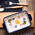 thumbnail image 4 of Creative Hand-painted Rectangular Ceramic Baking Dish Western Food Plate Spaghetti Plate Double Ear Baking Dish Vegetable Plate, 4 of 6