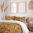 thumbnail image 2 of Ambesonne Autumn Down Alternative Quilt Comforter, Fall Leafy Artwork Blooms, Twin, Dark Coral Mustard, 2 of 5