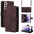 thumbnail image 1 of Mantto Galaxy S21 FE Cover, Wallet Card Slot Crossbody/Shoulder Strap + Wristlet Strap Magnetic Flip Premium PU Leather Zipper Pocket With Kickstand For Samsung Galaxy S21 FE,
Brown, 1 of 18