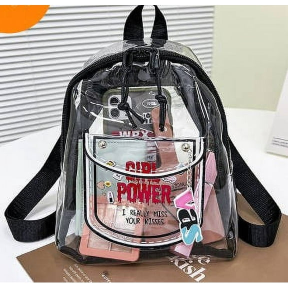 100Fens Pvc Women Bag-Transparent Backpack-Plastic Cloth- Back Backpack- Candy Colored Student Bag- Large Capacity