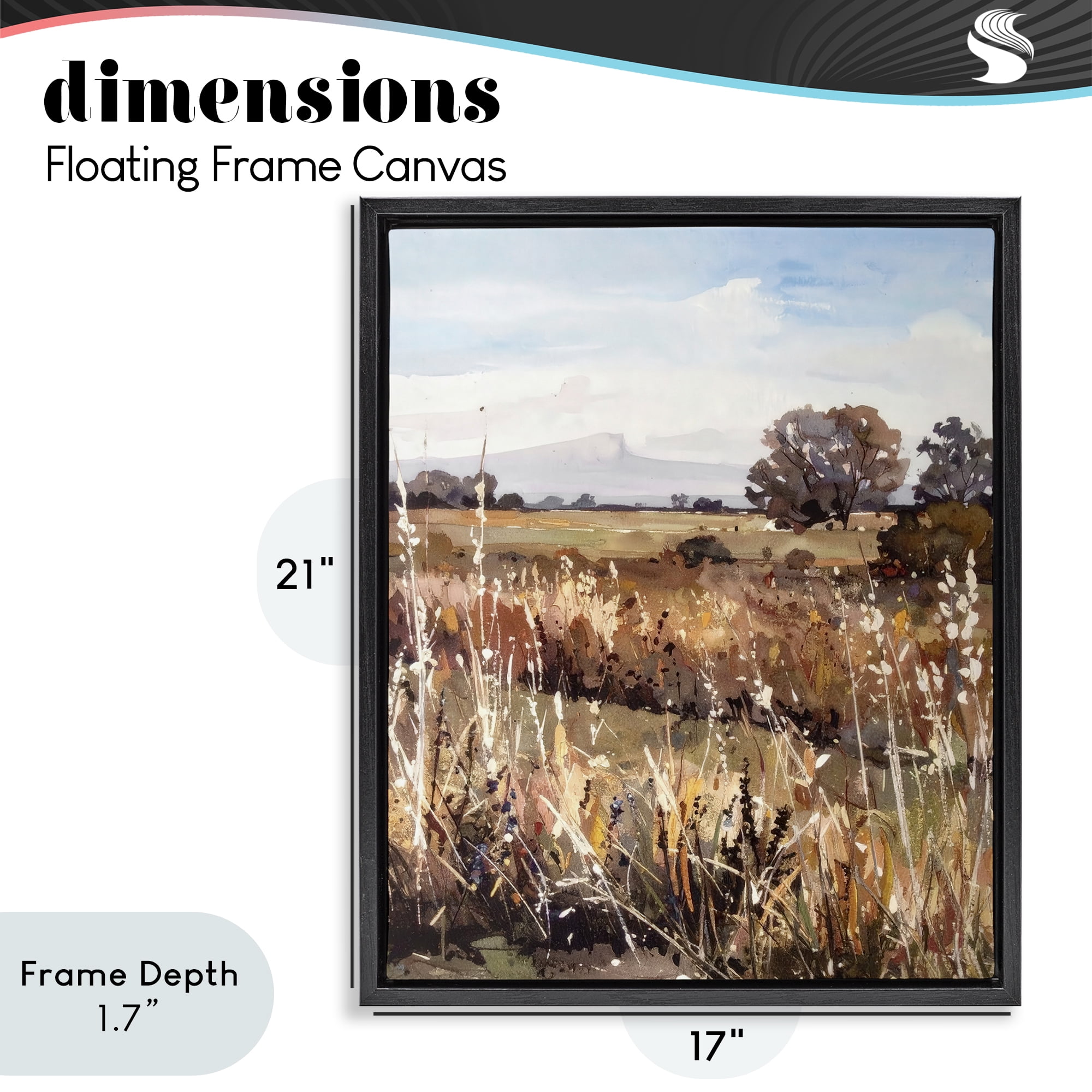Stupell Industries Peaceful Meadow Expression Black Framed Floater Canvas Wall Art, design by Alonza Saunders