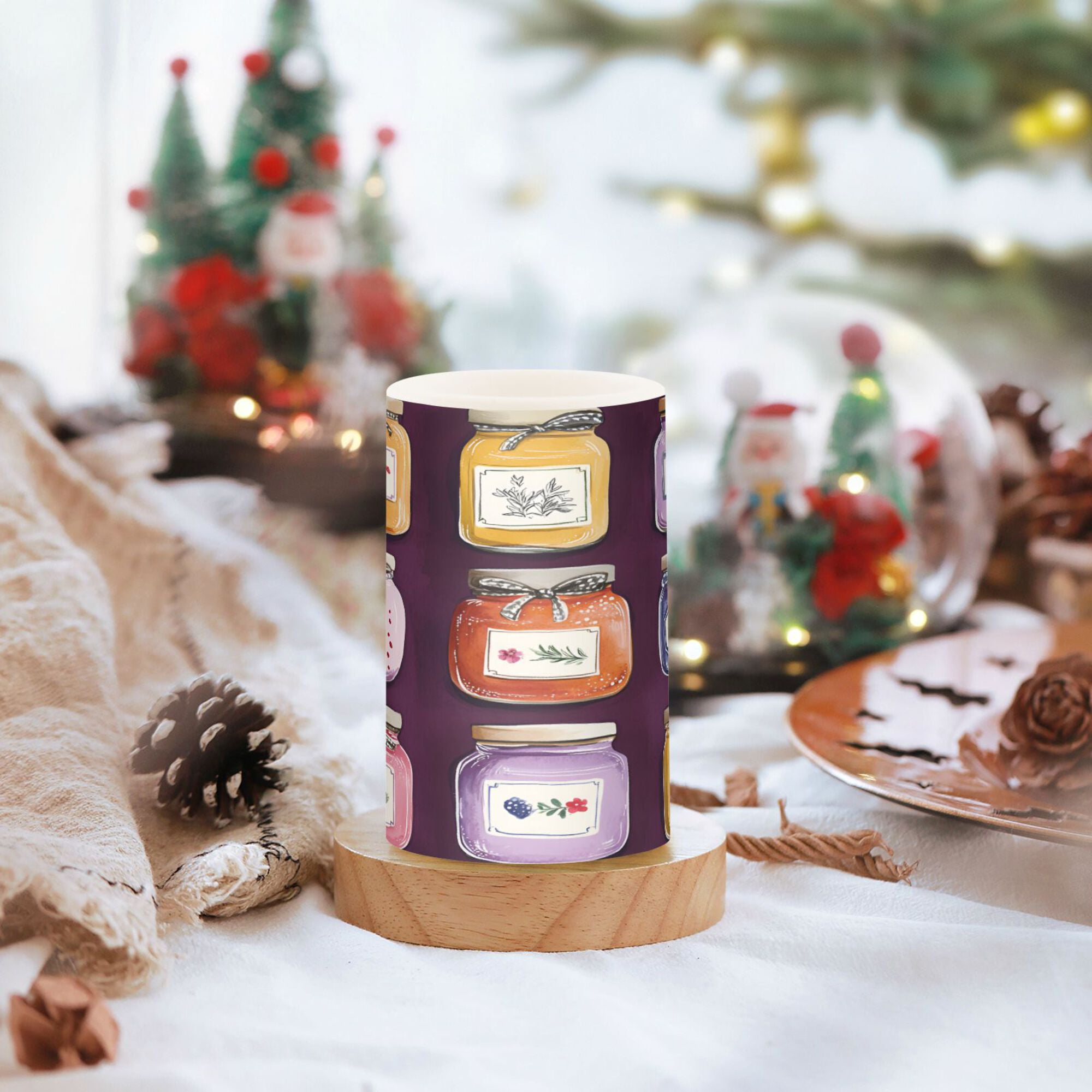 Yayeee Flameless Candles with Remote Flickering Battery Operated Multi Color Changing, Purple Jam