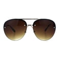 thumbnail image 2 of Womens Glitter Edge Trim Luxury Designer Rimless Pilots Sunglasses Gold Green Brown, 2 of 4