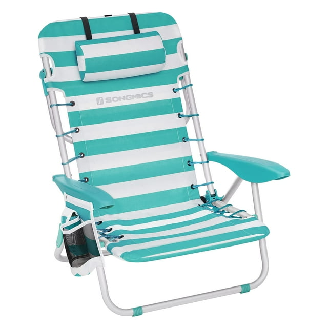 Silla de playa SONGMICS, mochila portátil de 150 kg de capacidad, color verde